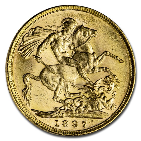 1897-M Australia Gold Sovereign Victoria Veiled Head BU 1897-M Australia Gold Sovereign Victoria Veiled Head BU